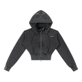 Washed Black Women's - Vintage Washed Cropped Fleece Hoodie