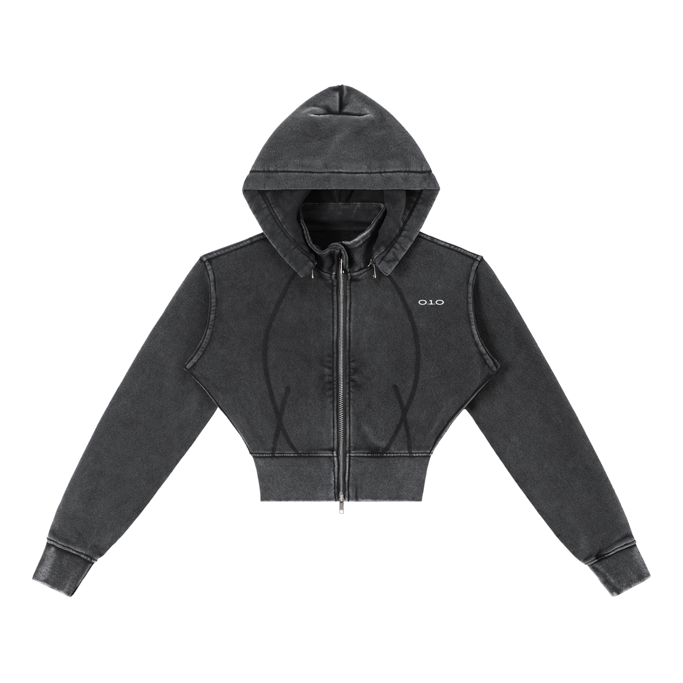 Washed Black Women's - Vintage Washed Cropped Fleece Hoodie