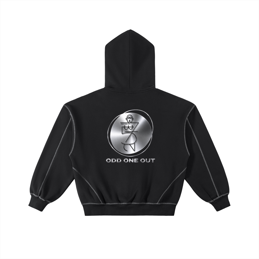 O.1.O Silver Plate - Contrast-Stitched Boxy Fleece Zip Hoodie