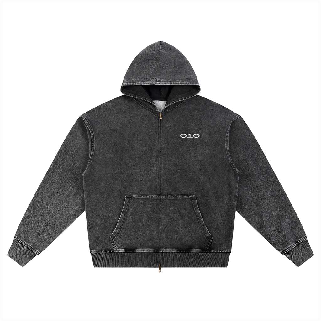 Royal Blue | Light Blue | Black - Snow Wash Oversized Zip-Up Hoodie