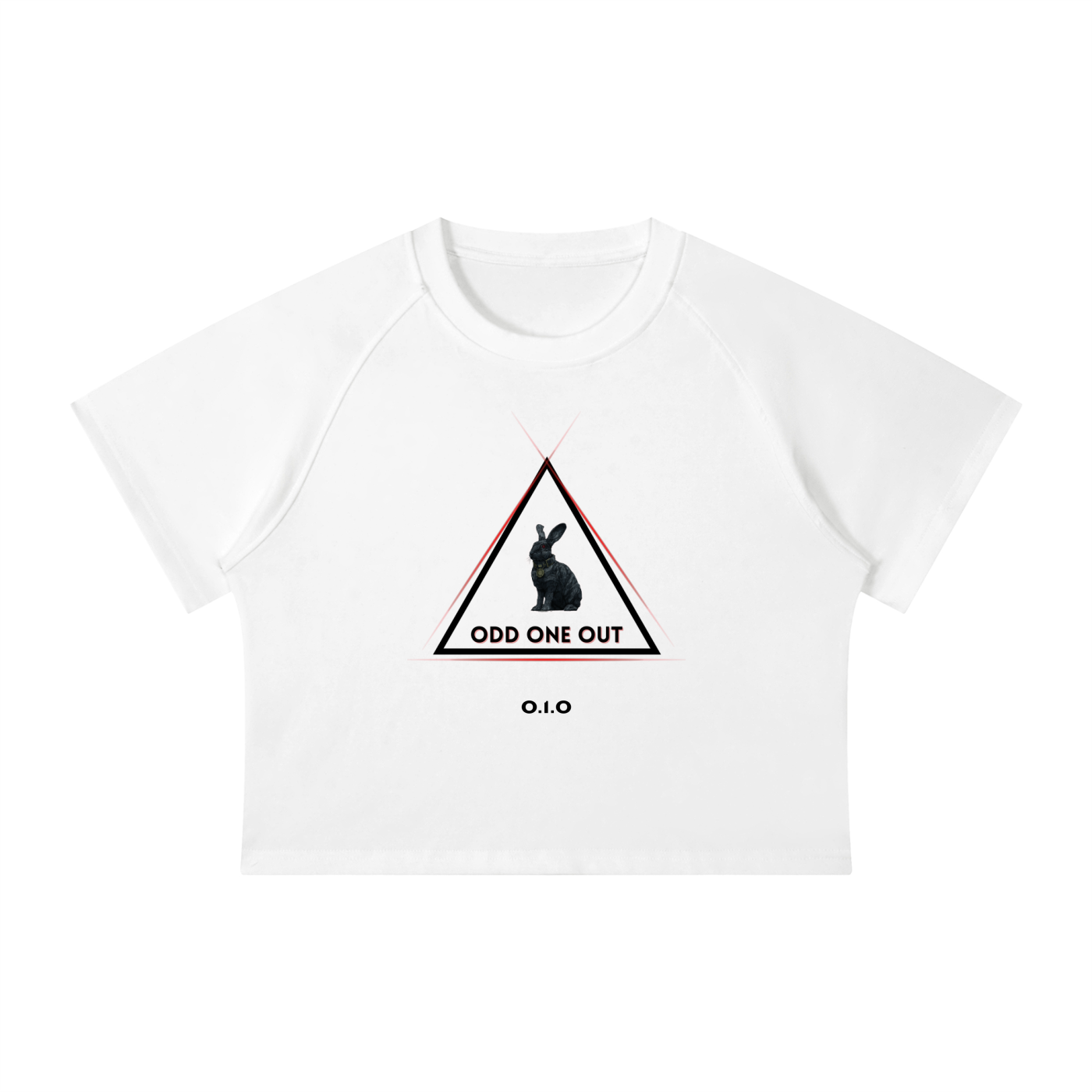 BLACK RABBIT - Women's white Crop T-Shirt  Mineral Wash Raglan