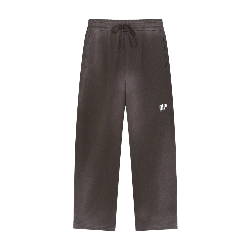 Cocoa Brown - Sun Fade Raw Edge Straight-Leg Sweatpants