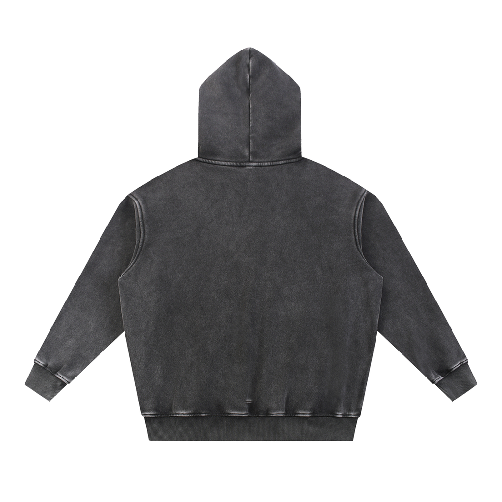 Black O.1.O Min - Snow Wash Fleece Oversize Hoodie