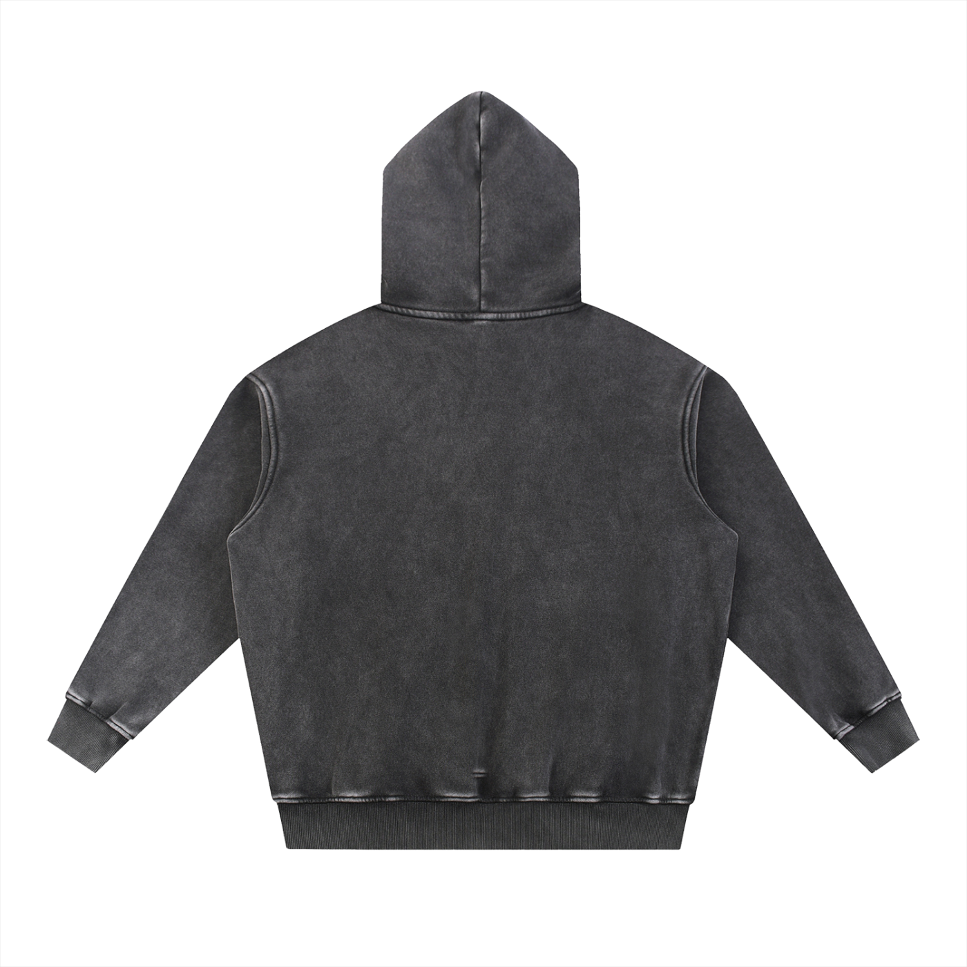 Black O.1.O Min - Snow Wash Fleece Oversize Hoodie