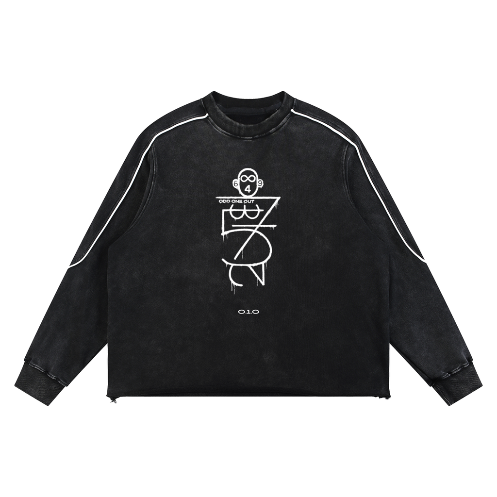 Mineral Wash Piping Raw Hem Sweatshirt