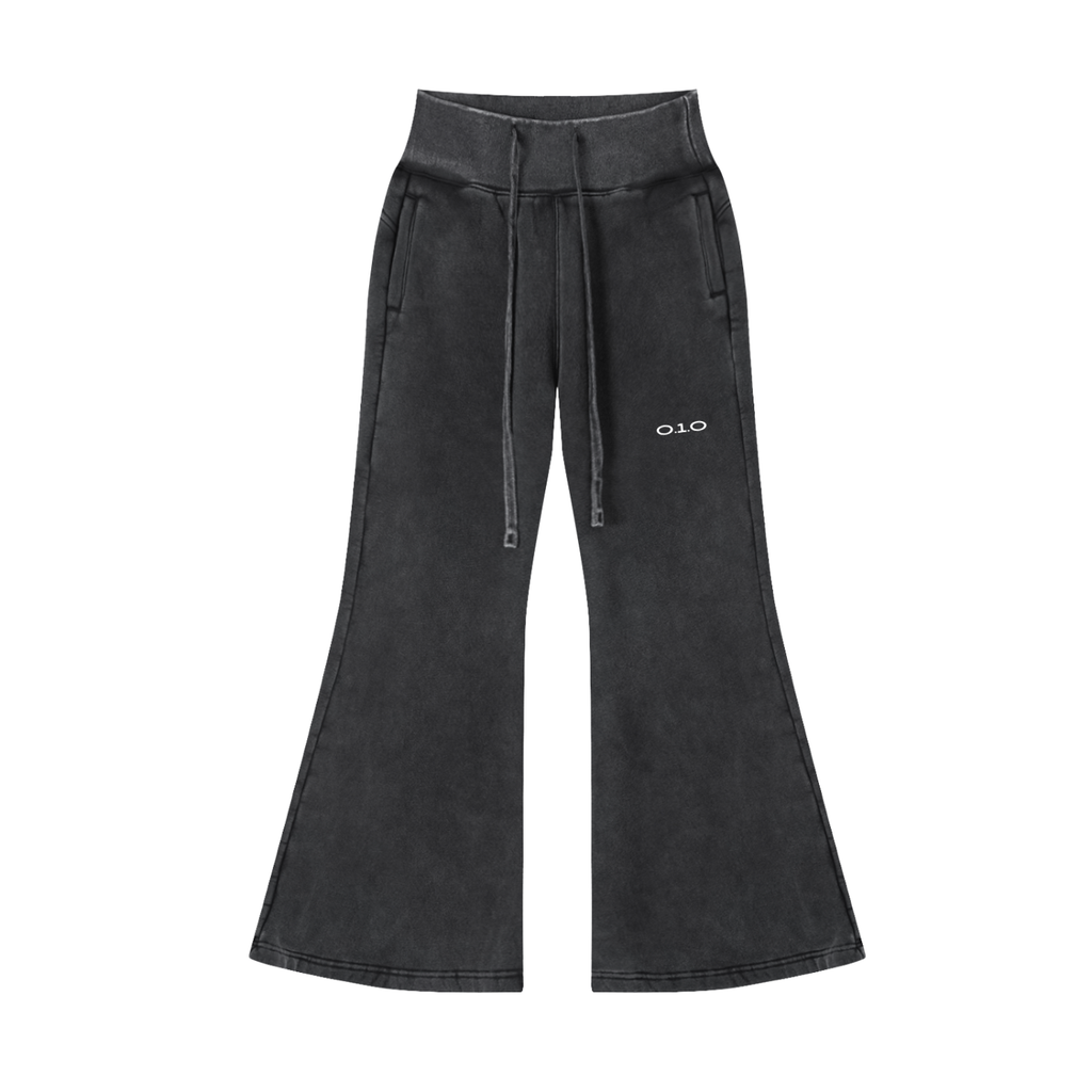 Washed Black Womens - Vintage Washed Flared Fleece Pants