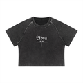 Libra Bearth Sign - Women's Mineral Wash Raglan Crop T-Shirt