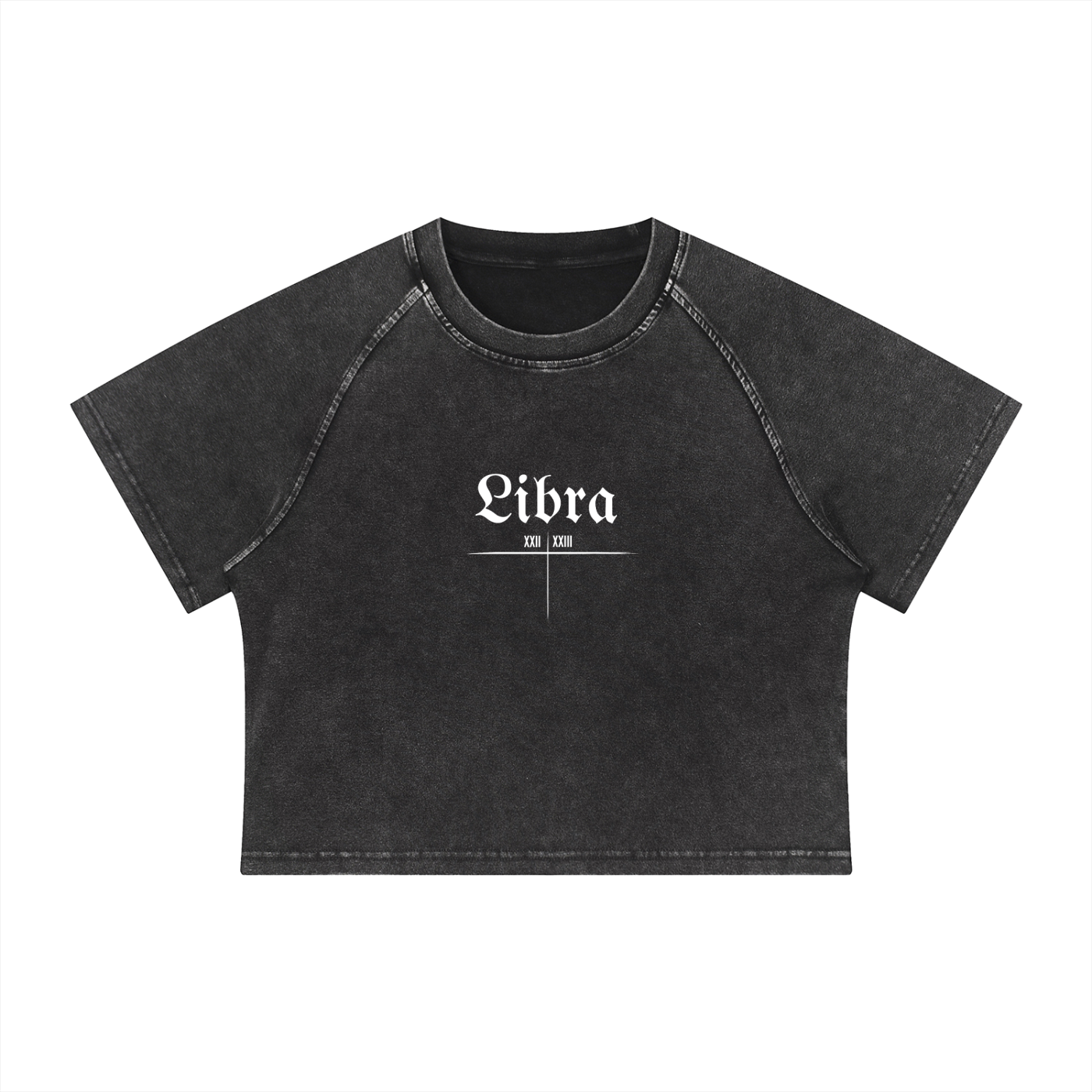 Libra Bearth Sign - Women's Mineral Wash Raglan Crop T-Shirt